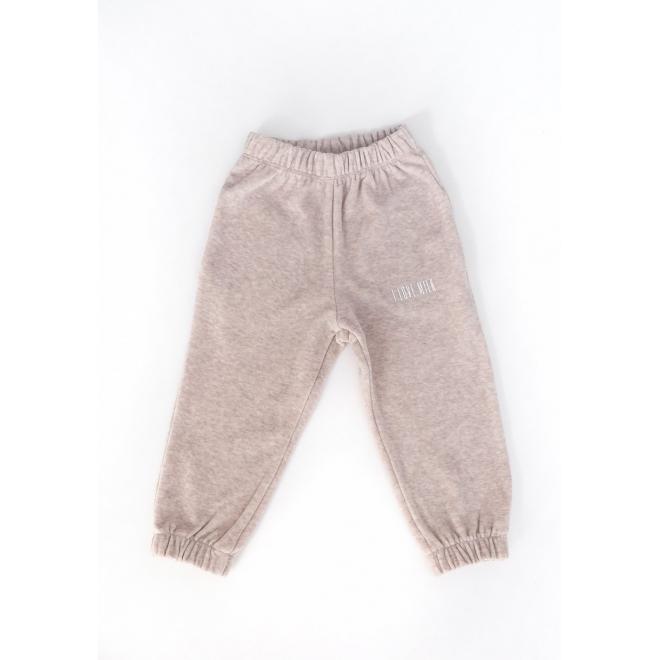 Béžové tepláky I LOVE MILK v melanžovém vzoru