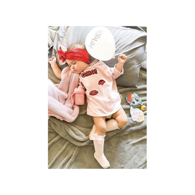 Mikina I LOVE MILK s nášivkami růžové barvy