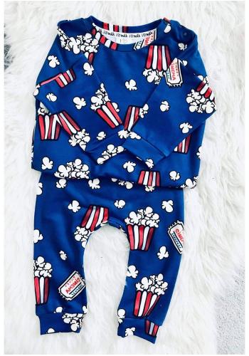 Modrá mikina I LOVE MILK s potiskem popcornu