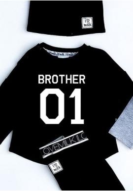 Chlapecká mikina I LOVE MILK s nápisem " brother 01"