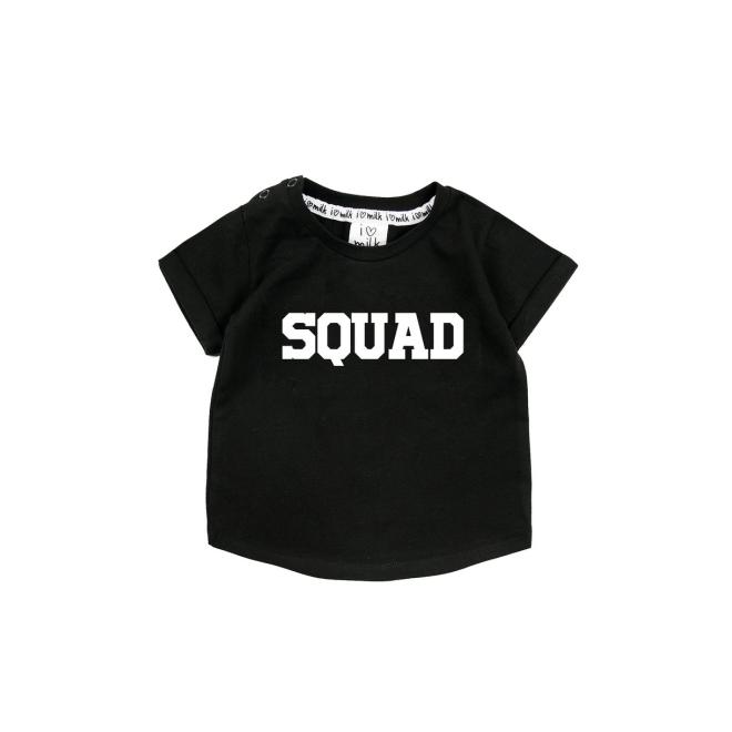Černé triko I LOVE MILK s nápisem "squad"