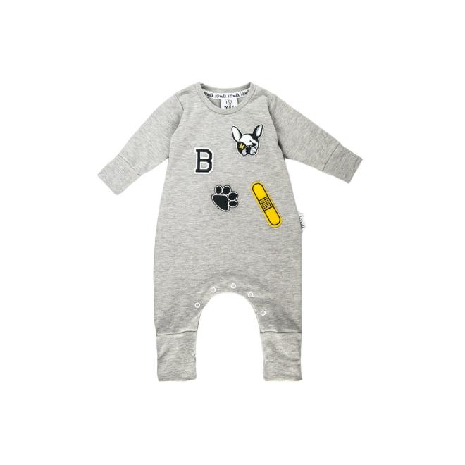 Bavlněný overal I LOVE MILK s nášivkami