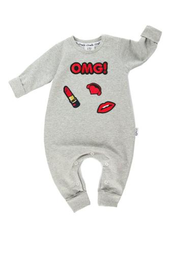 Bavlněný I LOVE MILK overal s nášivkou OMG