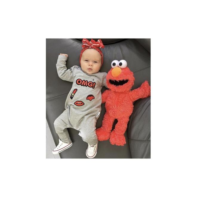 Bavlněný I LOVE MILK overal s nášivkou OMG