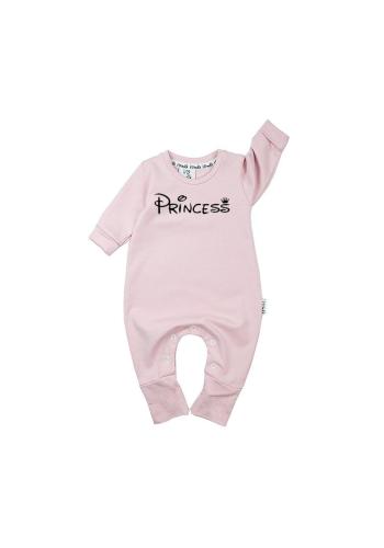 Růžový overal s nápisem princess I LOVE MILK