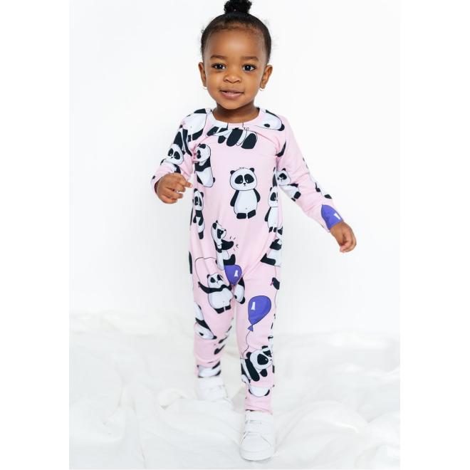Pudrový overal I LOVE MILK s potiskem pandy