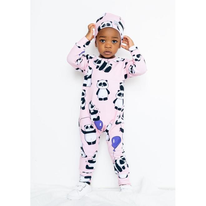 Pudrový overal I LOVE MILK s potiskem pandy
