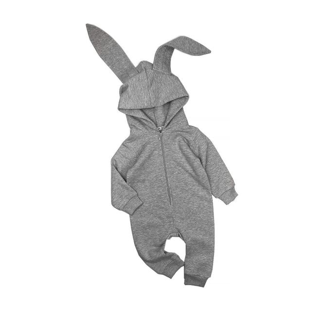 Šedý I LOVE MILK overal na zip s oušky