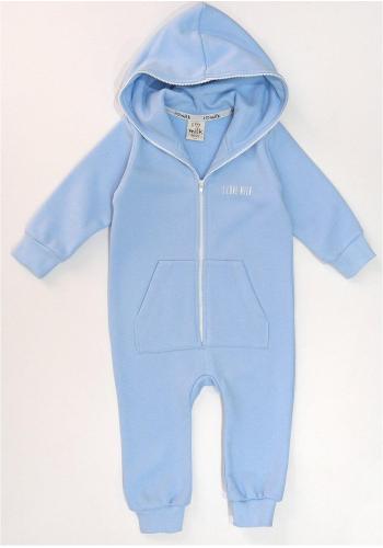 Kojenecký modrý I LOVE MILK overal s kapucí