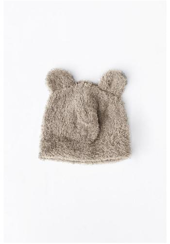 Plyšová čepice s ušima I LOVE MILK béžové barvy