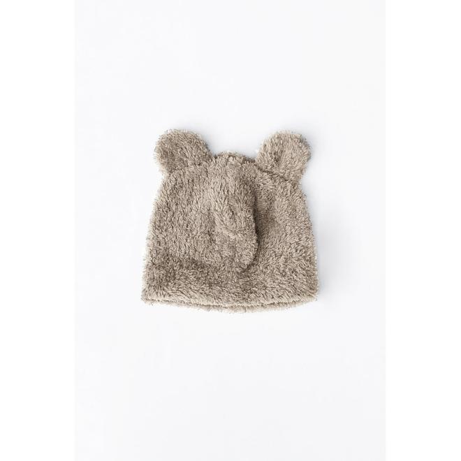 Plyšová čepice s ušima I LOVE MILK béžové barvy