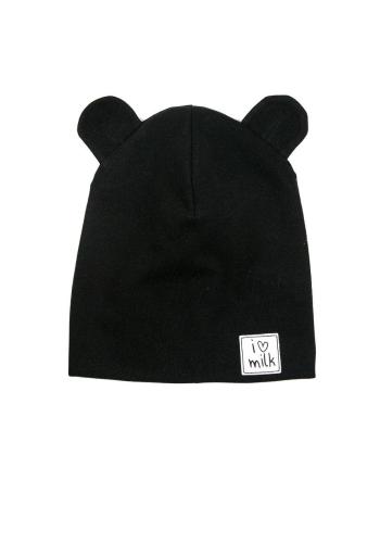 Černá čepice s ušima I LOVE MILK pro děti