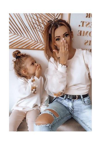 Mikina I LOVE MILK s tylovými rukávy v krémové barvě