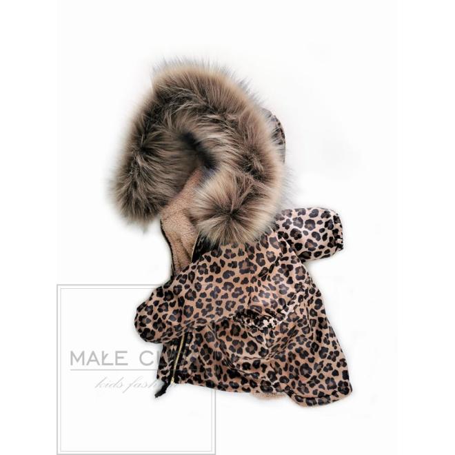 Přechodná parka s leopardím vzorem pro děti