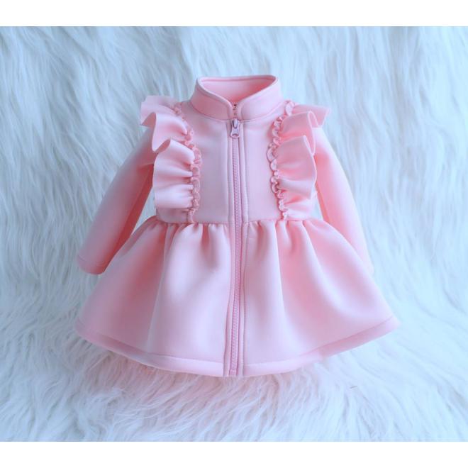 Elegantní růžový kabát s řasením