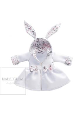 Neoprenový kabátek s květinovým potiskem v bíle barvě