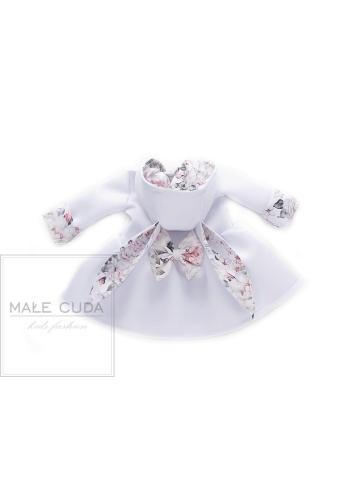 Neoprenový kabátek s květinovým potiskem v bíle barvě