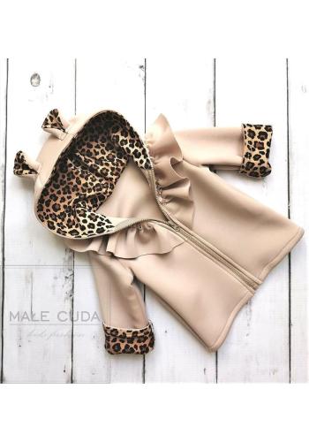 Bundička béžové barvy s leopardí podšívkou