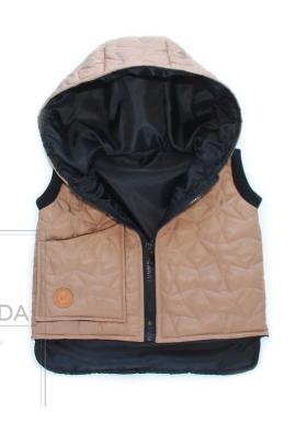 Béžová vesta s kapucí a kapsou
