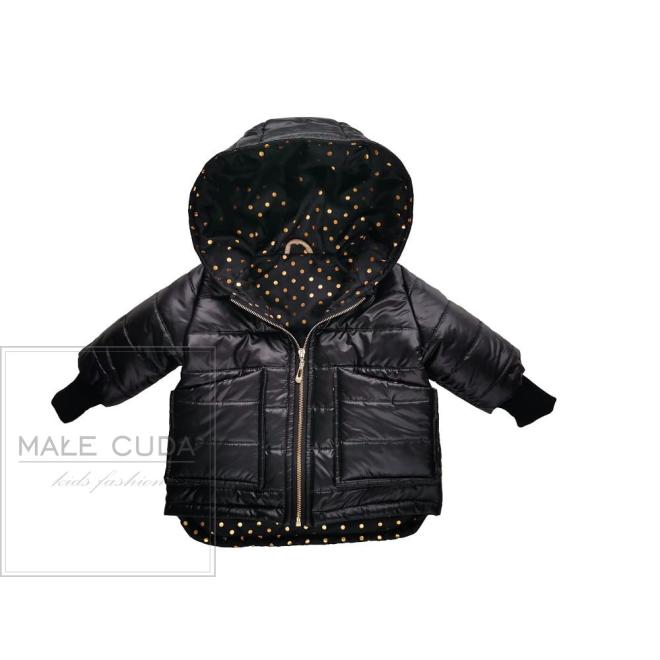 Černá dívčí bundička se zlatými křídly