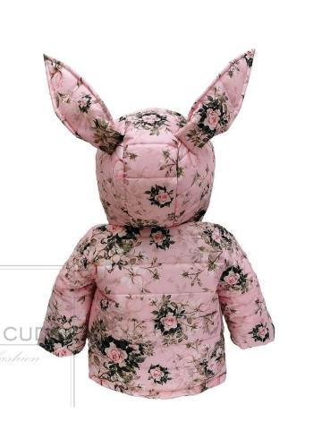 Přechodná květinová bundička s oušky na kapuci