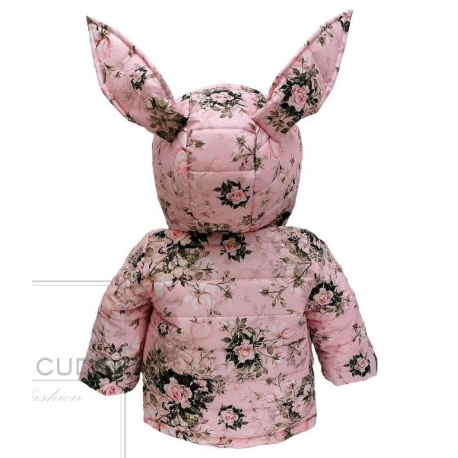 Přechodná květinová bundička s oušky na kapuci