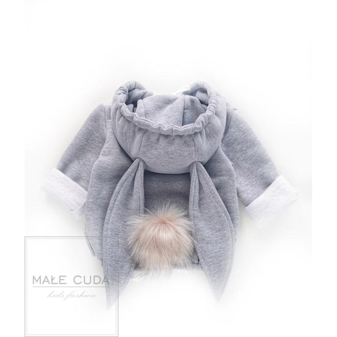 Teplá mikina zajíček v šedé barvě