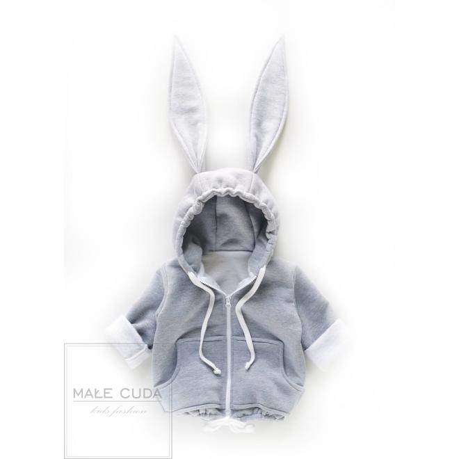 Teplá mikina zajíček v šedé barvě