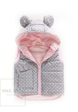 Tečkovaná šedá vesta s oušky