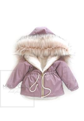 Oteplená parka fialové barvy pro dívky