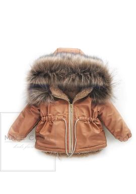 Oteplená parka hnědé barvy pro děti
