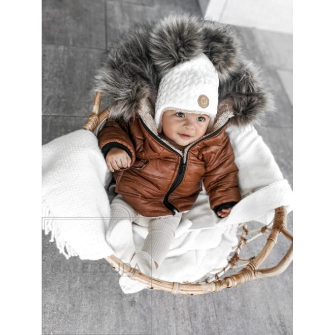 Karamelová bundička s kapsami na zimu