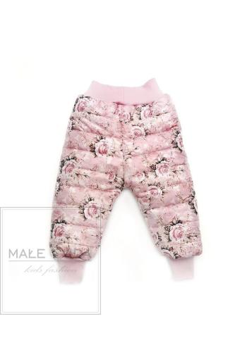 Zimní růžové kalhoty s potiskem růží