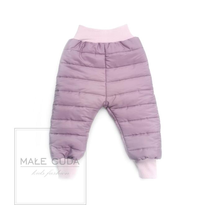 Prošívané teplé kalhoty ve světle fialové barvě
