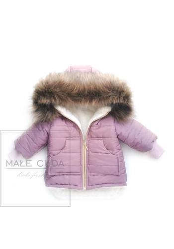 Prošívaná teplá bundička světle fialové barvy
