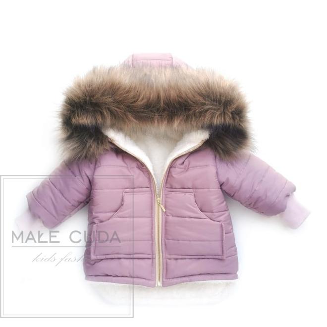 Prošívaná teplá bundička světle fialové barvy