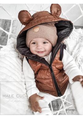 Dětská vesta s kapsami v karamelové barvě