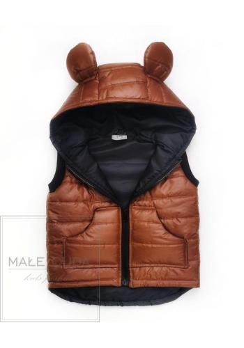 Dětská vesta s kapsami v karamelové barvě