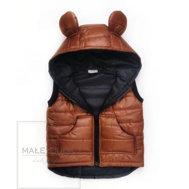 Dětská vesta s kapsami v karamelové barvě