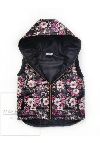 Vesta v černé barvě s potiskem květin pro dívky