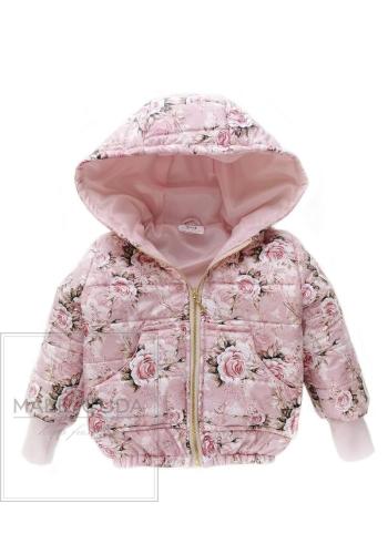 Přechodná růžová bundička s potiskem růží