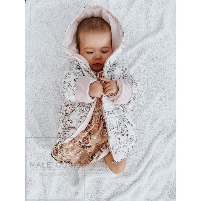 Bílá přechodná bundička s malými růžičkami