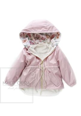 Dětská přechodná parka v růžové barvě