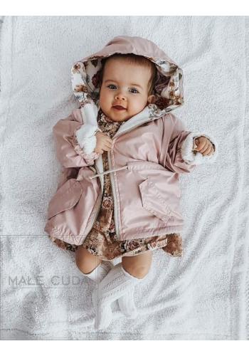 Dětská přechodná parka v růžové barvě