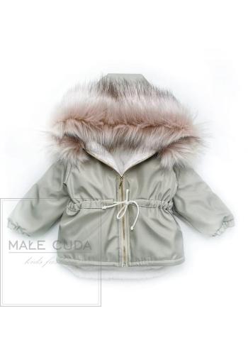 Světle zelená oteplená parka s kapucí