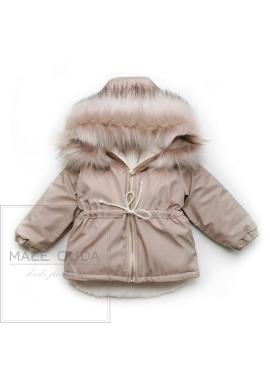 Oteplená parka s kapucí v béžové barvě