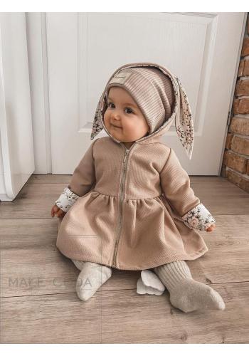 Elegantní kabátek s oušky v béžové barvě