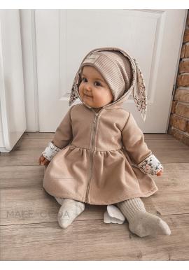 Elegantní kabátek s oušky v béžové barvě