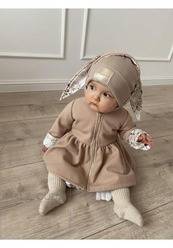 Elegantní kabátek s oušky v béžové barvě