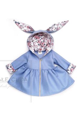 Dívčí kabátek s oušky v modré barvě
